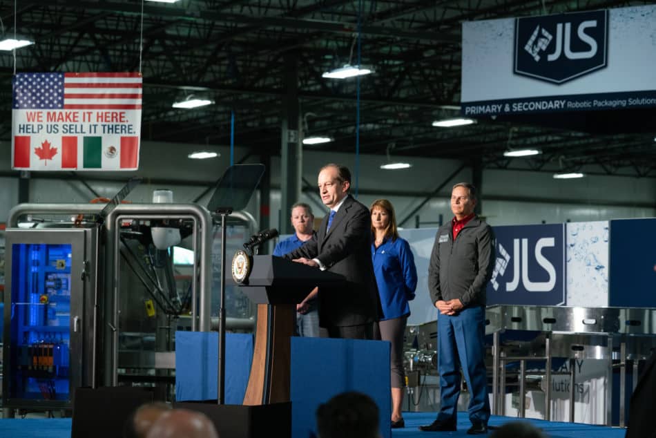 Then-U.S. Labor Secretary Alexander Acosta hails manufacturers’ leadership and calls for USMCA passage.
