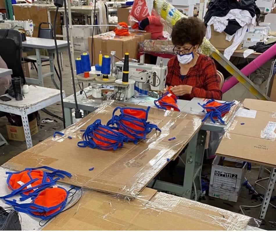 Image of manufacturer making masks