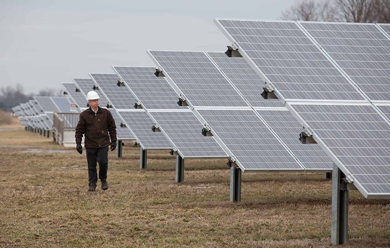 Solar panels at a manufacturing facility