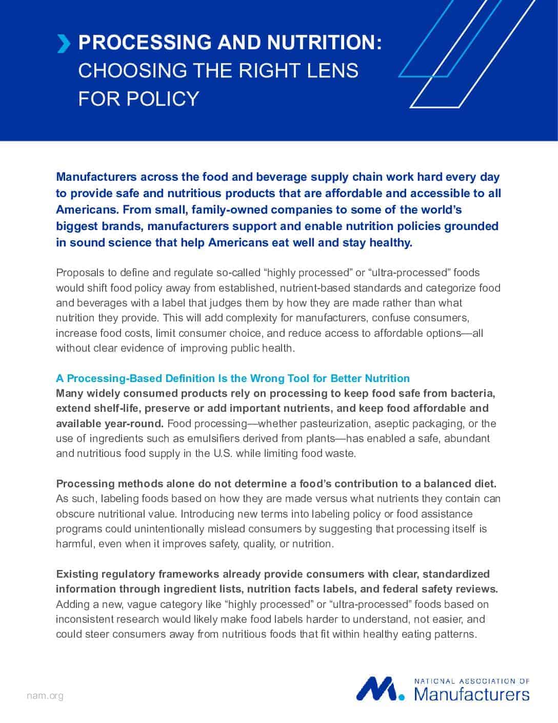 PROCESSING AND NUTRITION: CHOOSING THE RIGHT LENS FOR POLICY