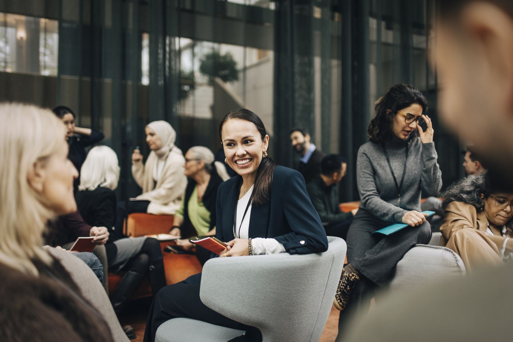 Business leaders networking at an industry event
