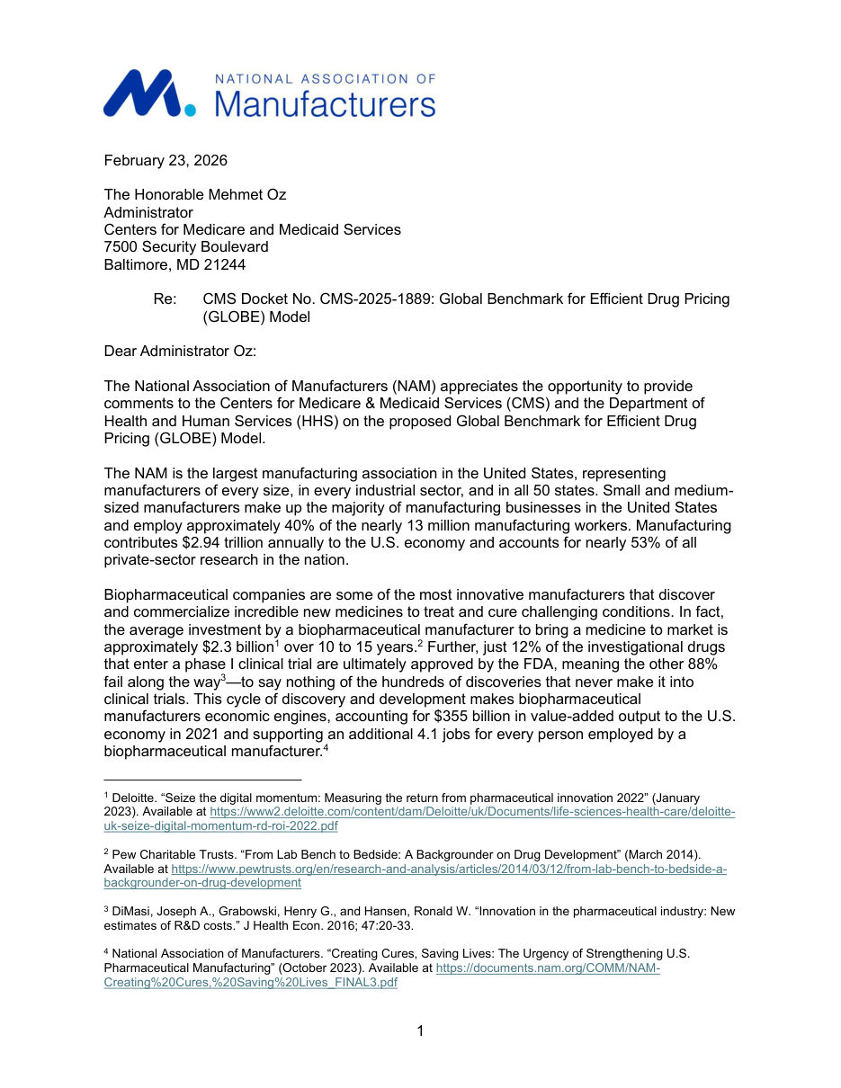 Comments on the GLOBE Model: The Global Benchmark for Efficient Drug Pricing