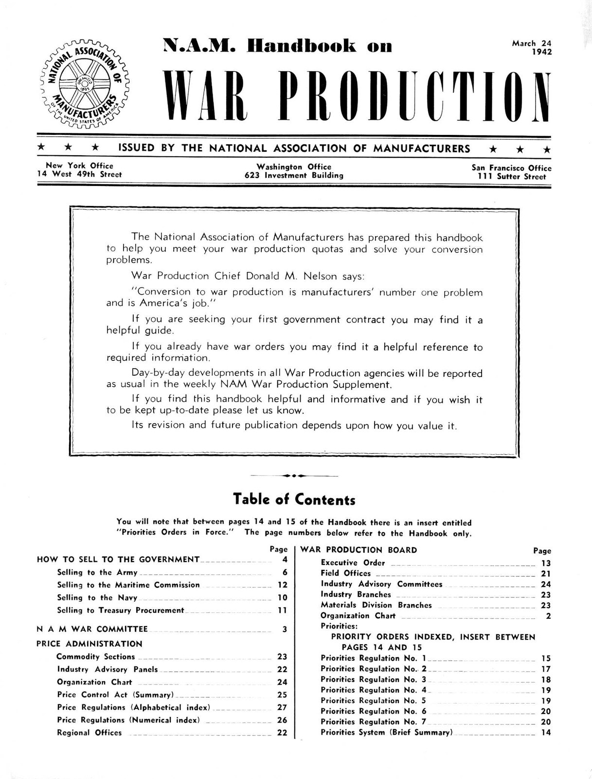 N.A.M. Handbook on War Production